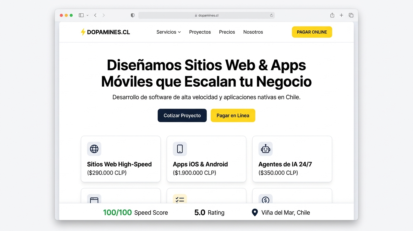 dopamines.cl — Mac Desktop Webpage UI