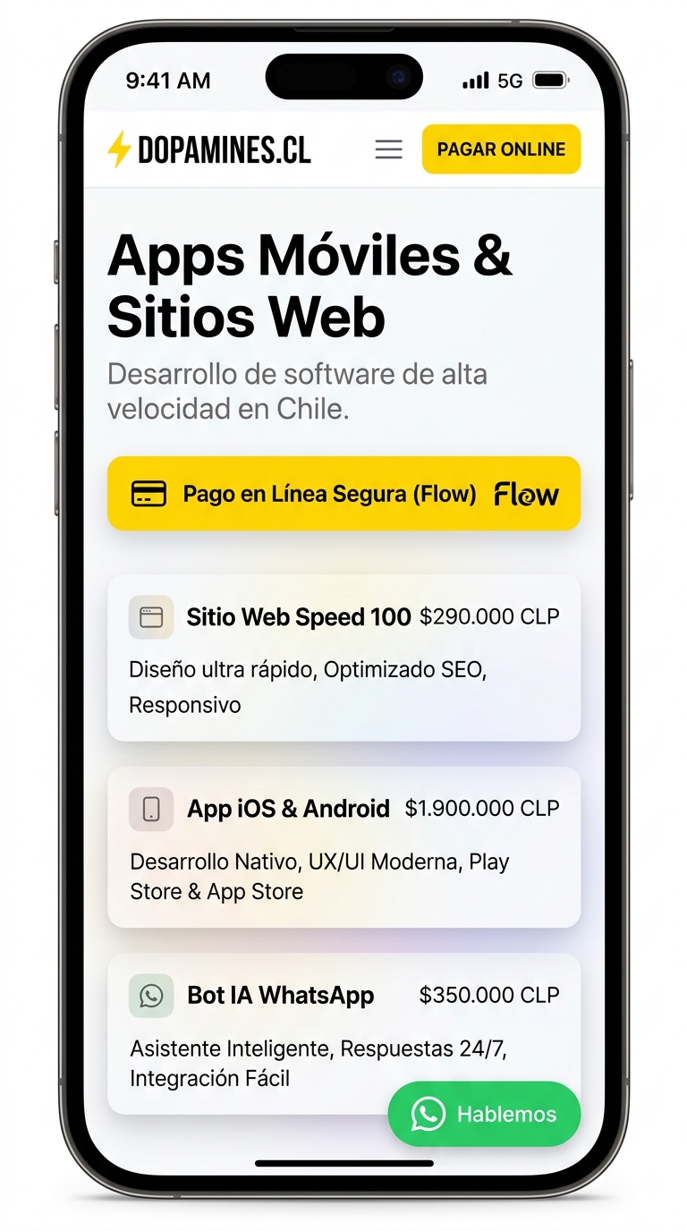 dopamines.cl — iPhone Mobile Webpage UI