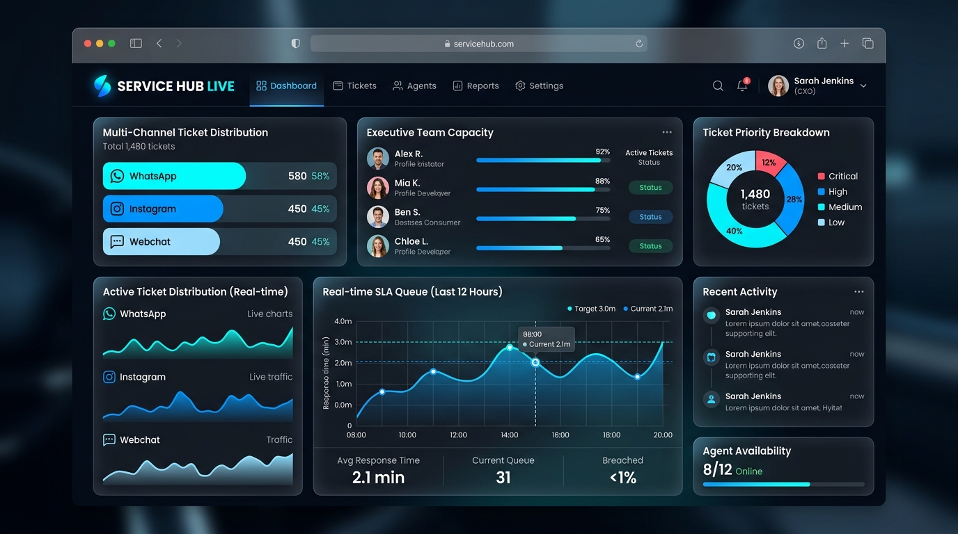 Dopamines Service Hub Dashboard